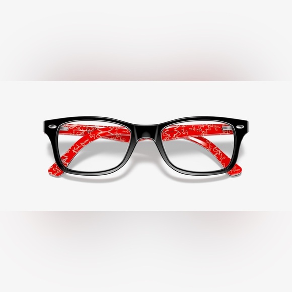 RAY-BAN Rx-able Eyeglasses RB 522-8247950B17140 Black Red & White Frames/case - Picture 4 of 11